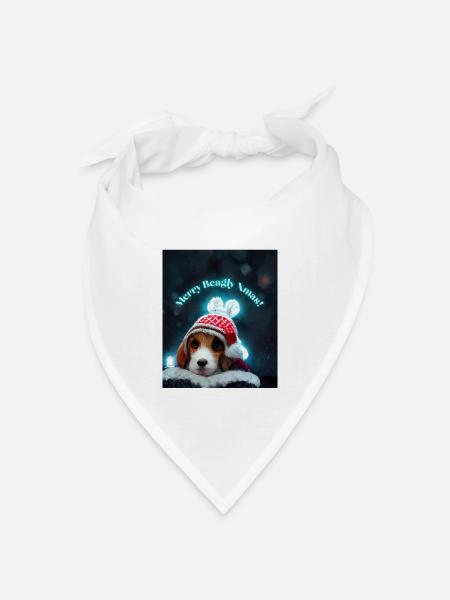 Süßer Weihnachts-Beagle zu Weihnachten - Bandana Dreieckstuch - Weiß