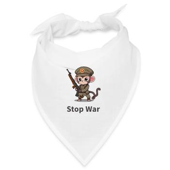 STOP WAR MONKEY - Bandana Dreieckstuch - Weiß - Vorne