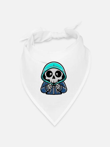 Skelett Hoodie Neon Blau - Bandana Dreieckstuch - Weiß