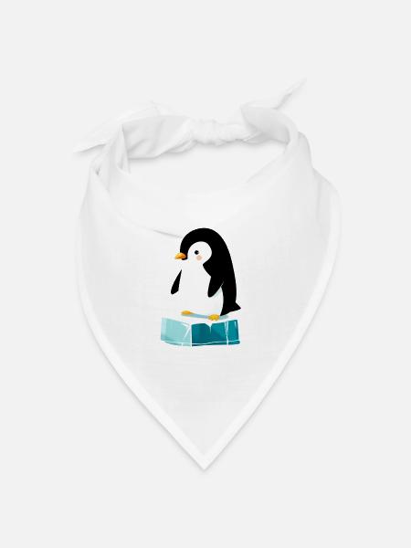 Kleiner Pinguin auf Eisblock - Bandana Dreieckstuch - Weiß
