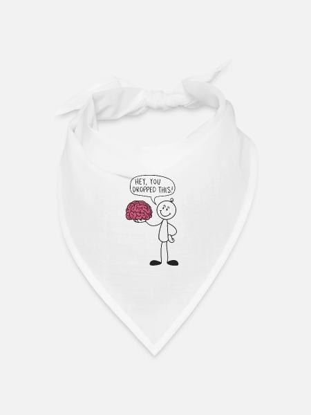 Strichmännchen mit Gehirn Lustiger Spruch - Bandana Dreieckstuch - Weiß