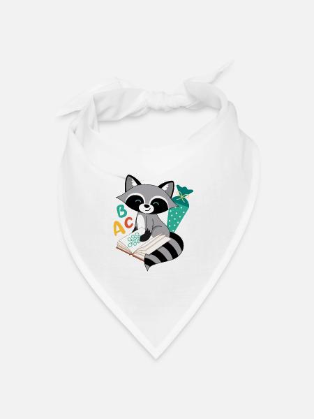 Waschbär mit Schultüte Einschulung Schulkind - Bandana Dreieckstuch - Weiß