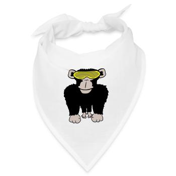 Funky Sonnenbrille Gorilla Cooler Party Affe Spaß - Bandana Dreieckstuch - Weiß - Vorne