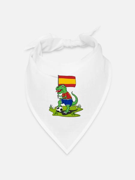 Spanien Flagge Dinosaurier Rex Fußball - Bandana Dreieckstuch - Weiß