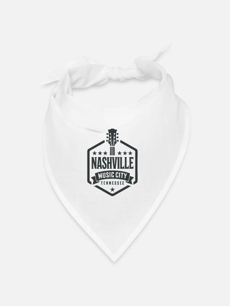Nashville Music City Gitarre Tennessee - Bandana Dreieckstuch - Weiß