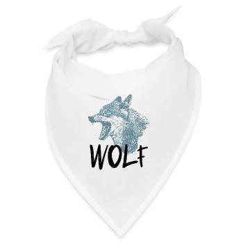 Wolfskopf in spitz zulaufender Silhouette - Bandana Dreieckstuch - Weiß - Vorne