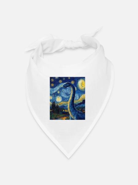 Brachiosaurus Dino Van Gogh Style Starry - Bandana Dreieckstuch - Weiß