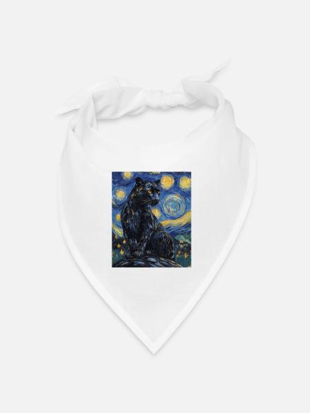 Panther Van Gogh Style Starry Night - Bandana Dreieckstuch - Weiß