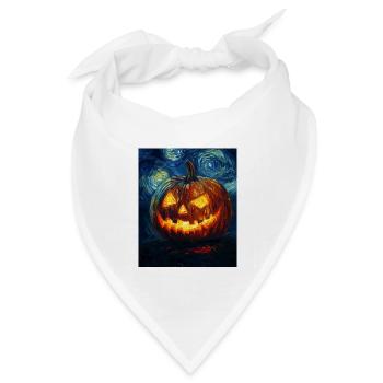 Kürbis Halloween Van Gogh Style Starry Night - Bandana Dreieckstuch - Weiß - Vorne