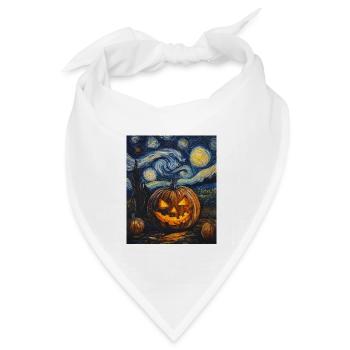 Kürbis Halloween Van Gogh Style Starry Night - Bandana Dreieckstuch - Weiß - Vorne