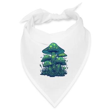 Grüne leuchtende Pilze - Bandana Dreieckstuch - Weiß - Vorne