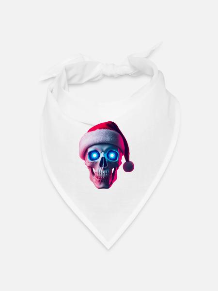 Neon-Schädel-Weihnachtsmann - Bandana Dreieckstuch - Weiß