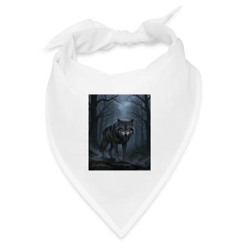 Wolf Nachts im Nebelwald - Bandana Dreieckstuch - Weiß - Vorne