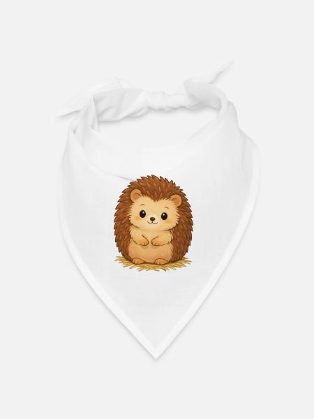 Kuscheliger Igel auf Heu - Bandana Dreieckstuch - Weiß