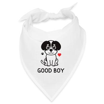 Good Boy – Süßes Hunde Motiv - Bandana Dreieckstuch - Weiß - Vorne