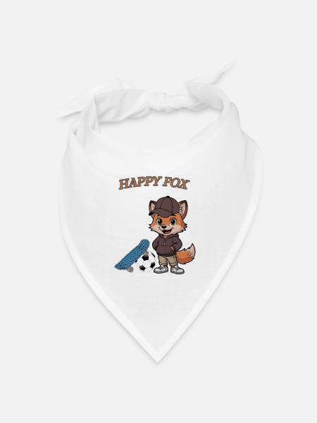 Happy Fox - Bandana Dreieckstuch - Weiß