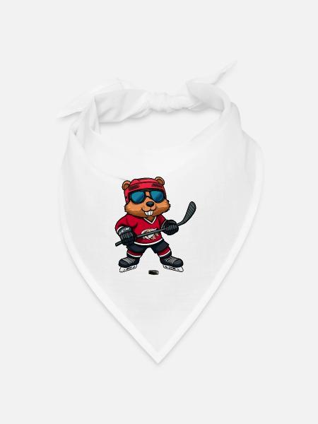 Biber Eishockey - Bandana Dreieckstuch - Weiß