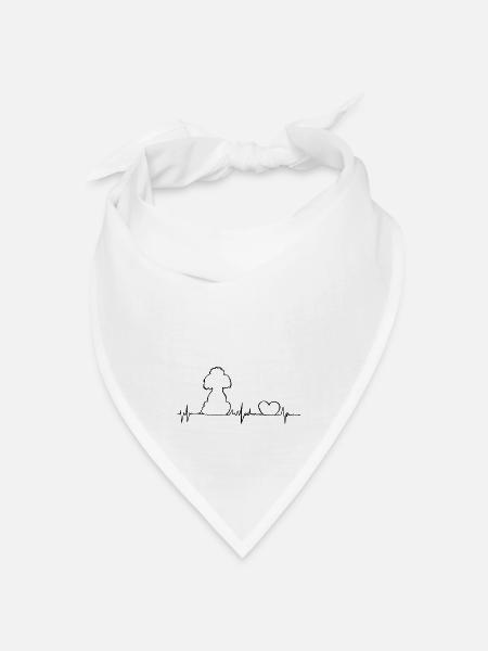 Die Herzlinie eines Pudels - heartbeat Pudel - Bandana Dreieckstuch - Weiß