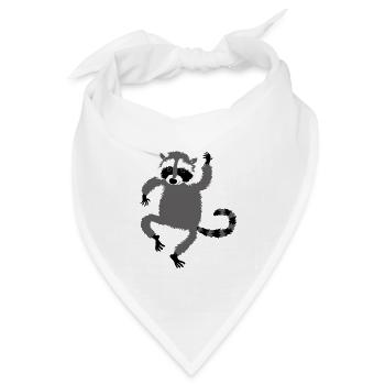 tanzender Waschbär - Bandana Dreieckstuch - Weiß - Vorne