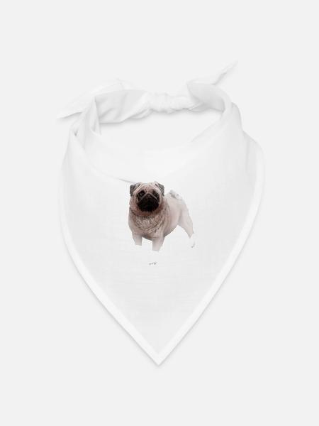 Mops - Bandana Dreieckstuch - Weiß