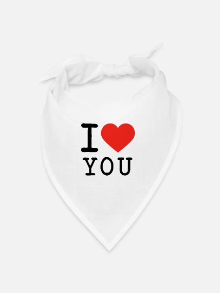 I love I love U - Bandana Dreieckstuch - Weiß