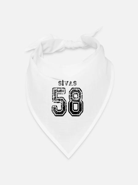 58 Sivas Türkisches Nummernschild als Geschenk - Bandana Dreieckstuch - Weiß