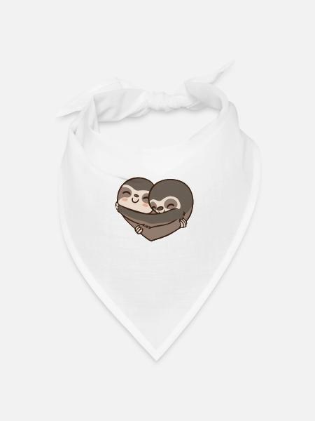 Sloth - Faultier - Paar - Geschenk - Partner - Bandana Dreieckstuch - Weiß