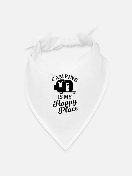 Camping is my happy Place Camper Lover - Bandana Dreieckstuch - Weiß