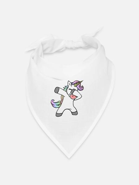 Dab Dance Dabbing Unicorn Tanzendes Einhorn - Bandana Dreieckstuch - Weiß