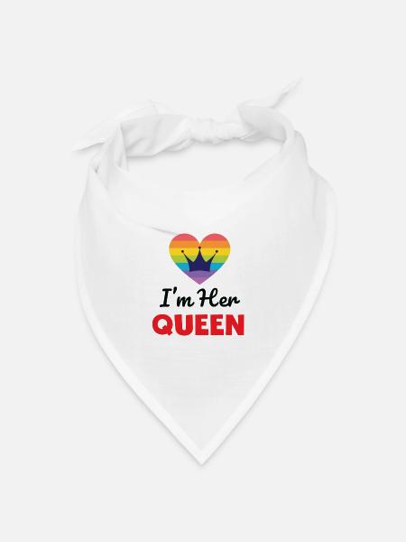 Nett bin ich ihr Königin-Regenbogen-T-Shirt - Bandana Dreieckstuch - Weiß