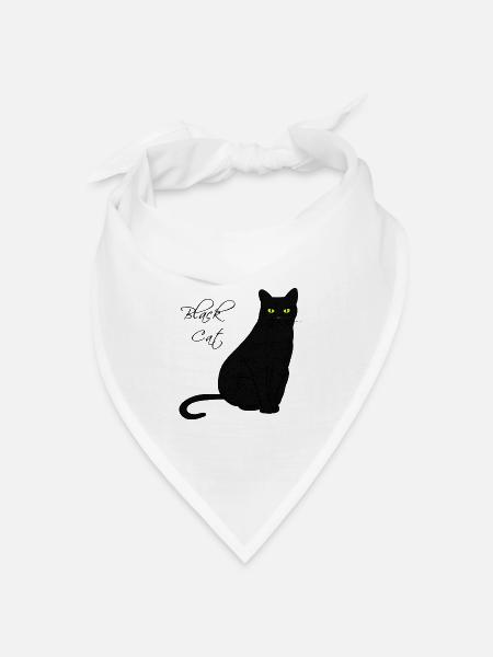Black Cat - Bandana Dreieckstuch - Weiß