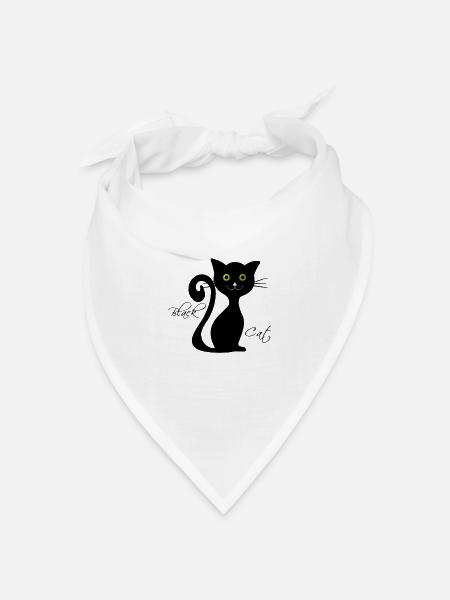 Schwarze Katze - Bandana Dreieckstuch - Weiß