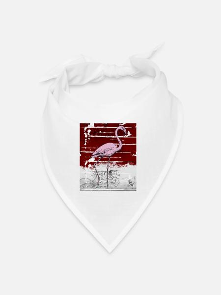 Rosa Flamingo - Bandana Dreieckstuch - Weiß