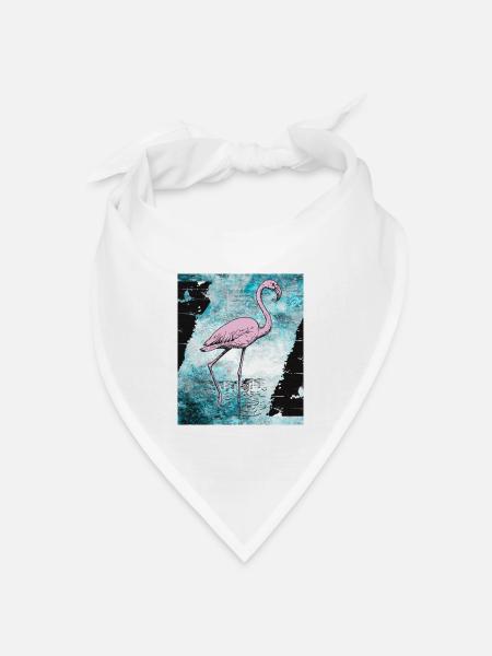 Rosa Flamingo - Bandana Dreieckstuch - Weiß