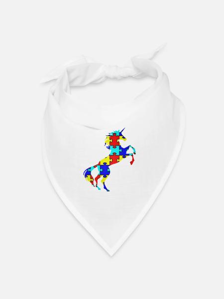 Einhorn-Autismus-Puzzlespiel-Symbol-T-Shirt magisch - Bandana Dreieckstuch - Weiß