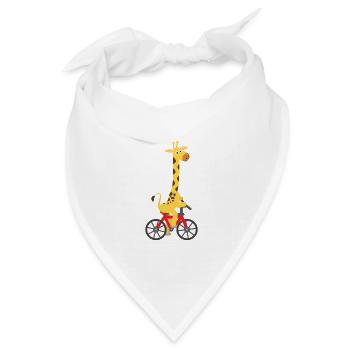 Kindermotiv: Giraffe fährt auf einem Fahrrad - Bandana Dreieckstuch - Weiß - Vorne
