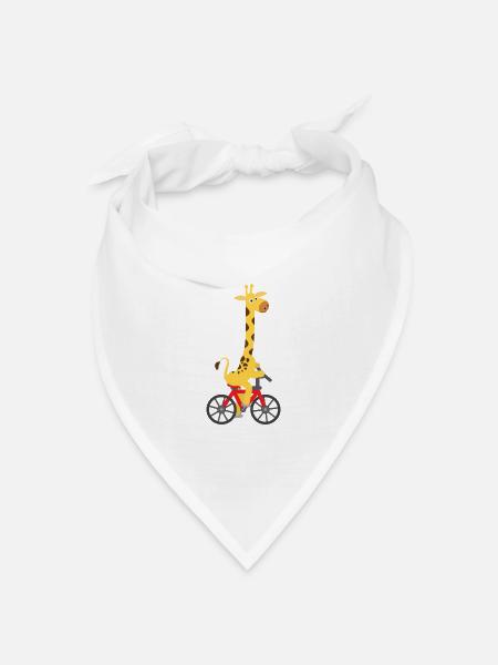 Kindermotiv: Giraffe fährt auf einem Fahrrad - Bandana Dreieckstuch - Weiß