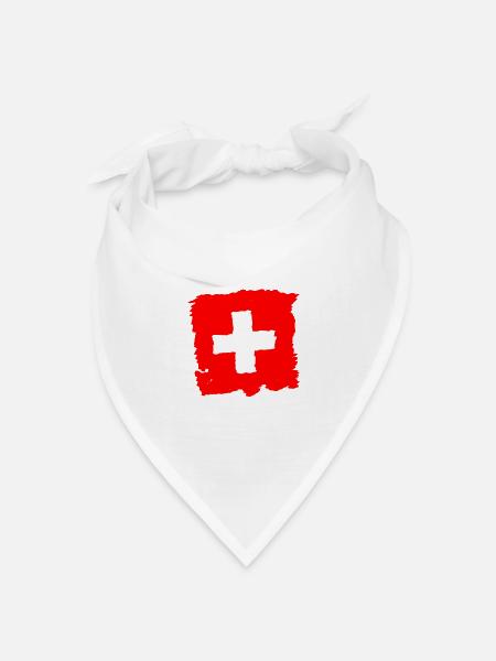 Schweiz Flagge - Switzer Flagge - Swiss flag - Bandana Dreieckstuch - Weiß