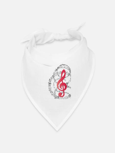 Musik Notenschlüssel - Bandana Dreieckstuch - Weiß