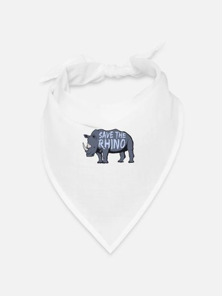 Nashorn Bedrohte Tierart - Bandana Dreieckstuch - Weiß