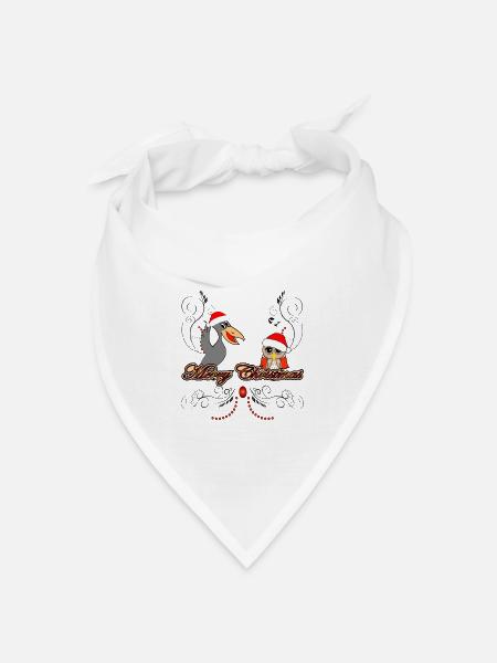 Lustige Eule der frohen Weihnachten mit Krähe - Bandana Dreieckstuch - Weiß