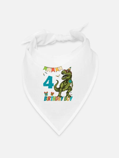 4-jährige Kindergeburtstags-Jungen-Party - Bandana Dreieckstuch - Weiß