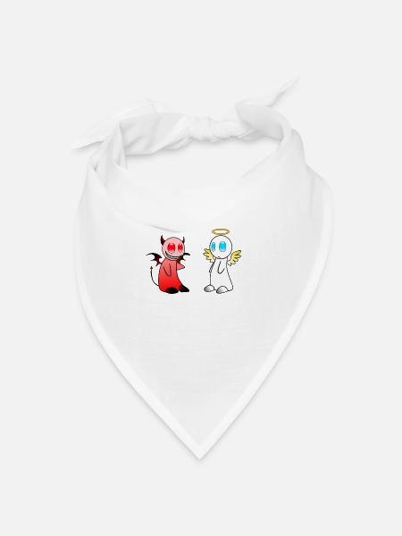 Engelchen & Teufelchen Motiv - Bandana Dreieckstuch - Weiß
