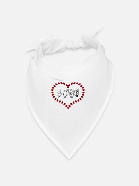 Love ASL American Sign Language. Herz-Silhouette - Bandana Dreieckstuch - Weiß