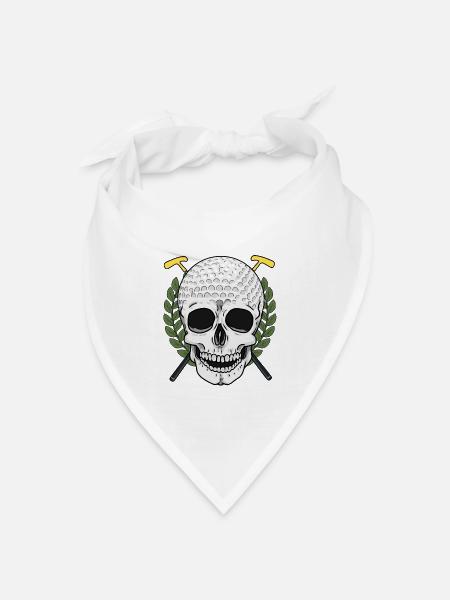 Golf Totenkopf Golfer Sportverein - Bandana Dreieckstuch - Weiß