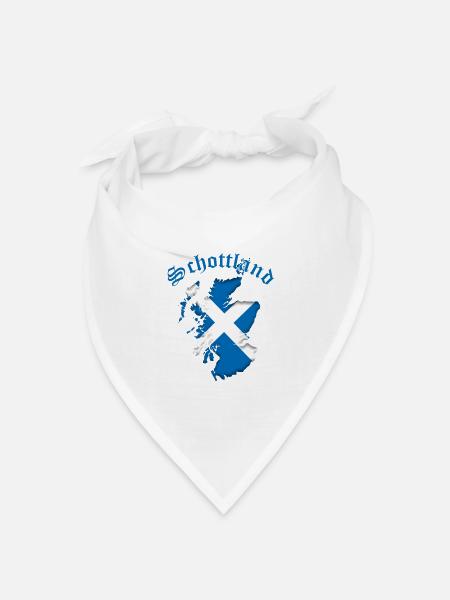 Schottland- Landkarte Umriss Flagge - Bandana Dreieckstuch - Weiß