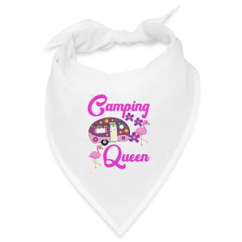 Camping Queen Flamingo Wohnwagen Camper Geschenk - Bandana Dreieckstuch - Weiß - Vorne