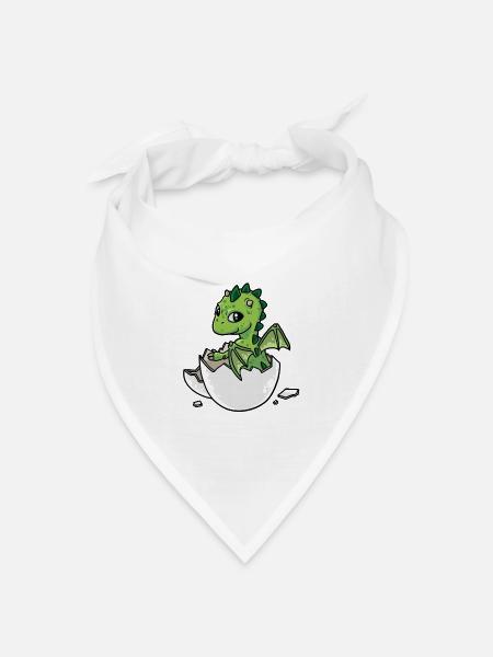 Baby Geburt Ei Eier schlüpfen Dino Drachen Fantasy - Bandana Dreieckstuch - Weiß