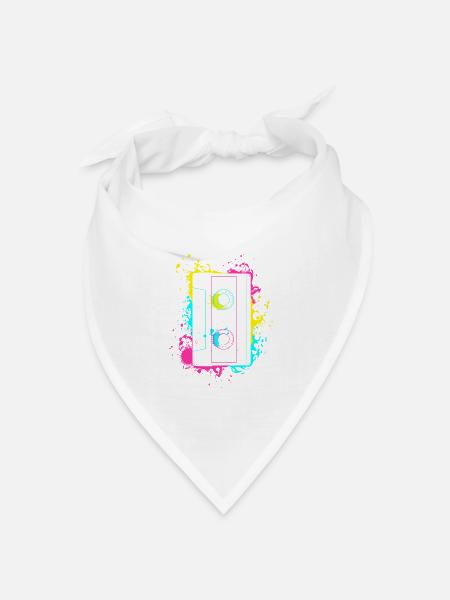 Vintage Splash Kasette 80er und 90er Geschenke - Bandana Dreieckstuch - Weiß
