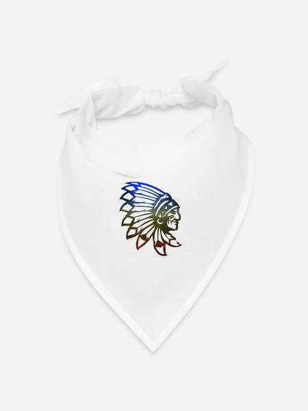 Indian Warrior Indianer mit Federn Häuptling - Bandana Dreieckstuch - Weiß